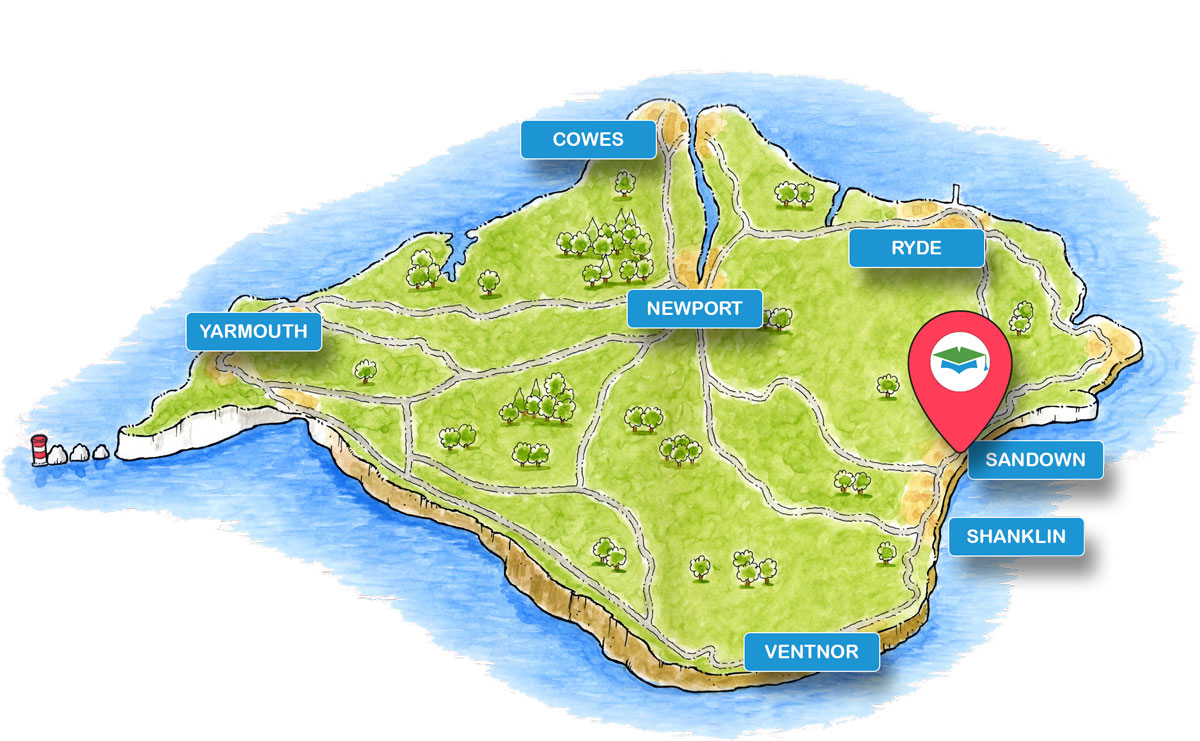 School trip Isle of Wight location map for iSurf Watersports